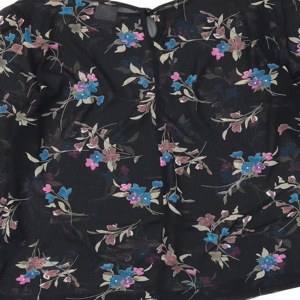 g:21 Womens Black Floral  Basic Blouse Size 12