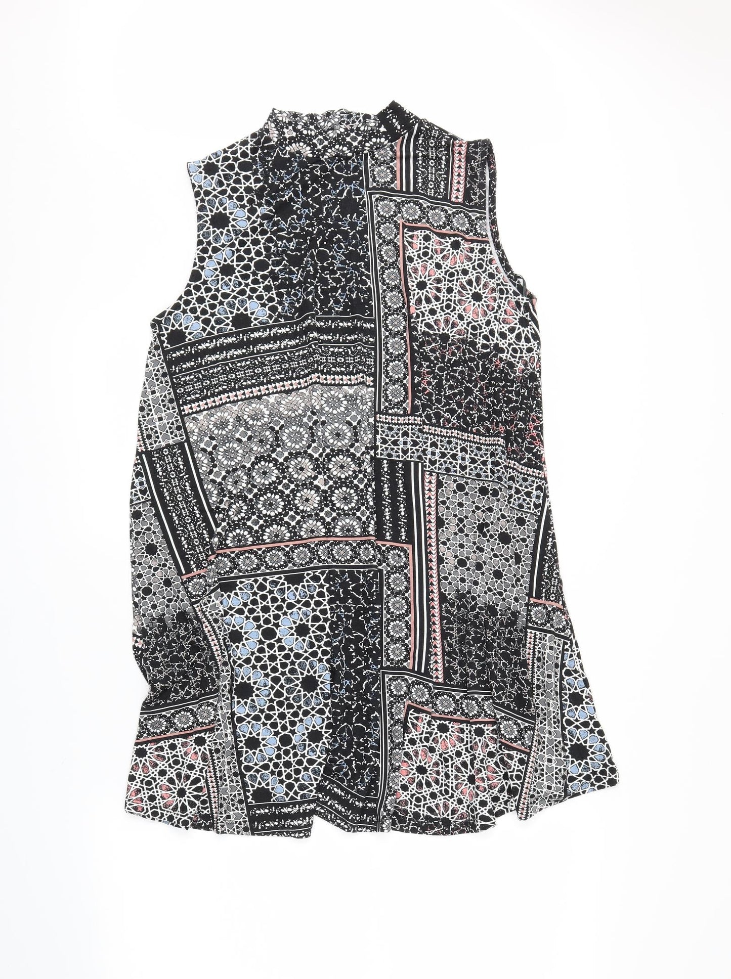Papaya Womens Black Geometric  Basic Blouse Size M
