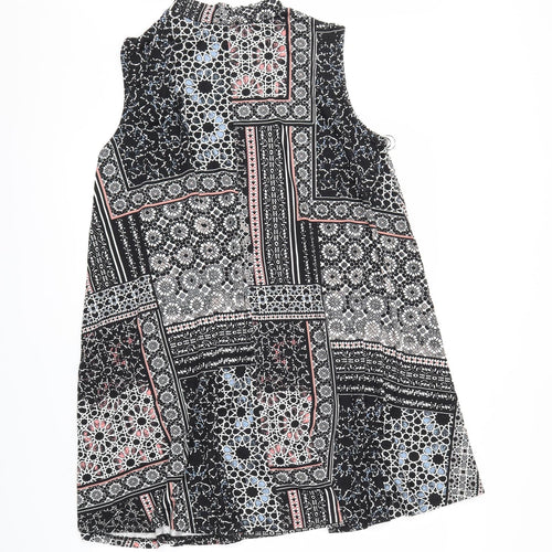 Papaya Womens Black Geometric  Basic Blouse Size M