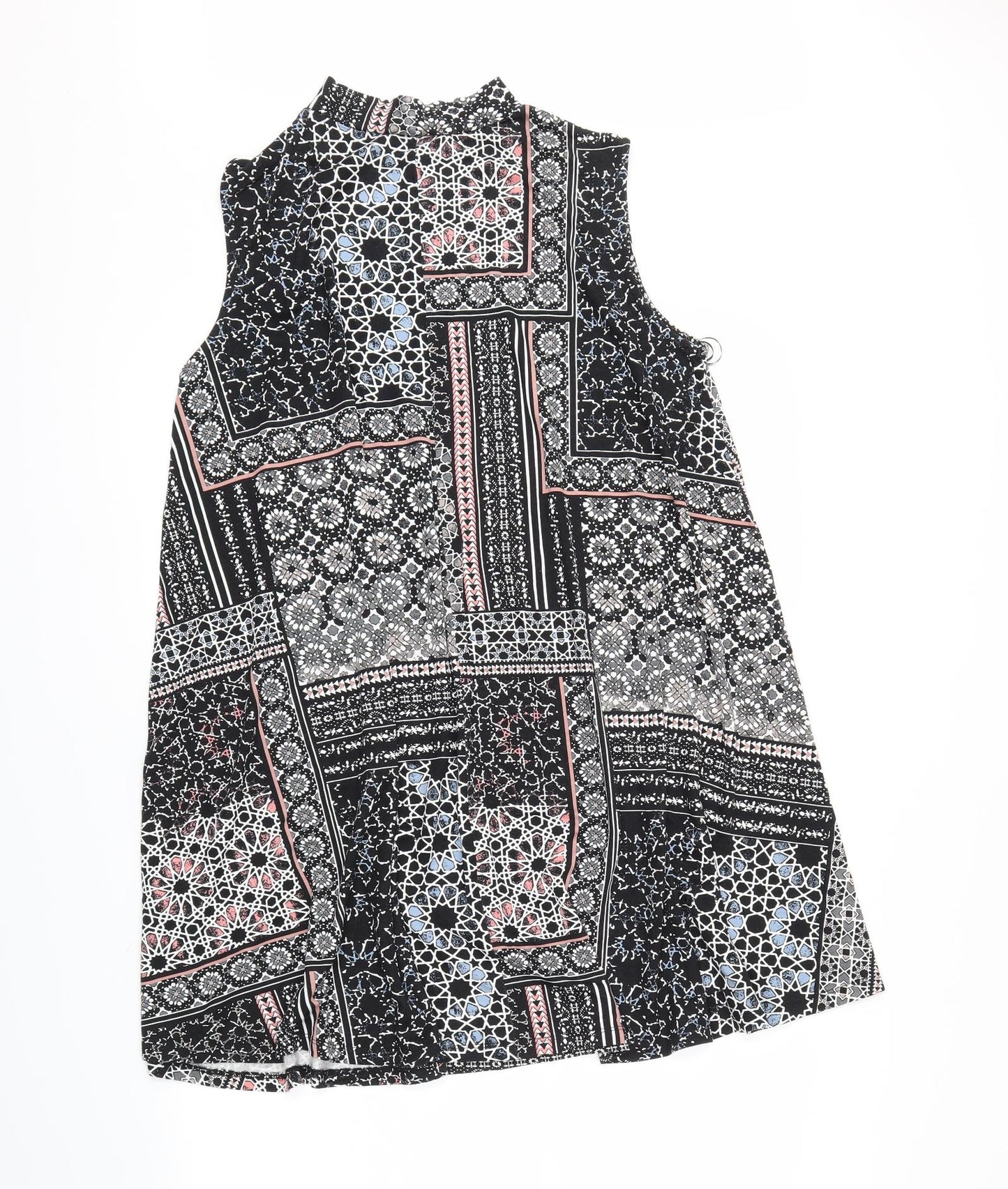 Papaya Womens Black Geometric  Basic Blouse Size M