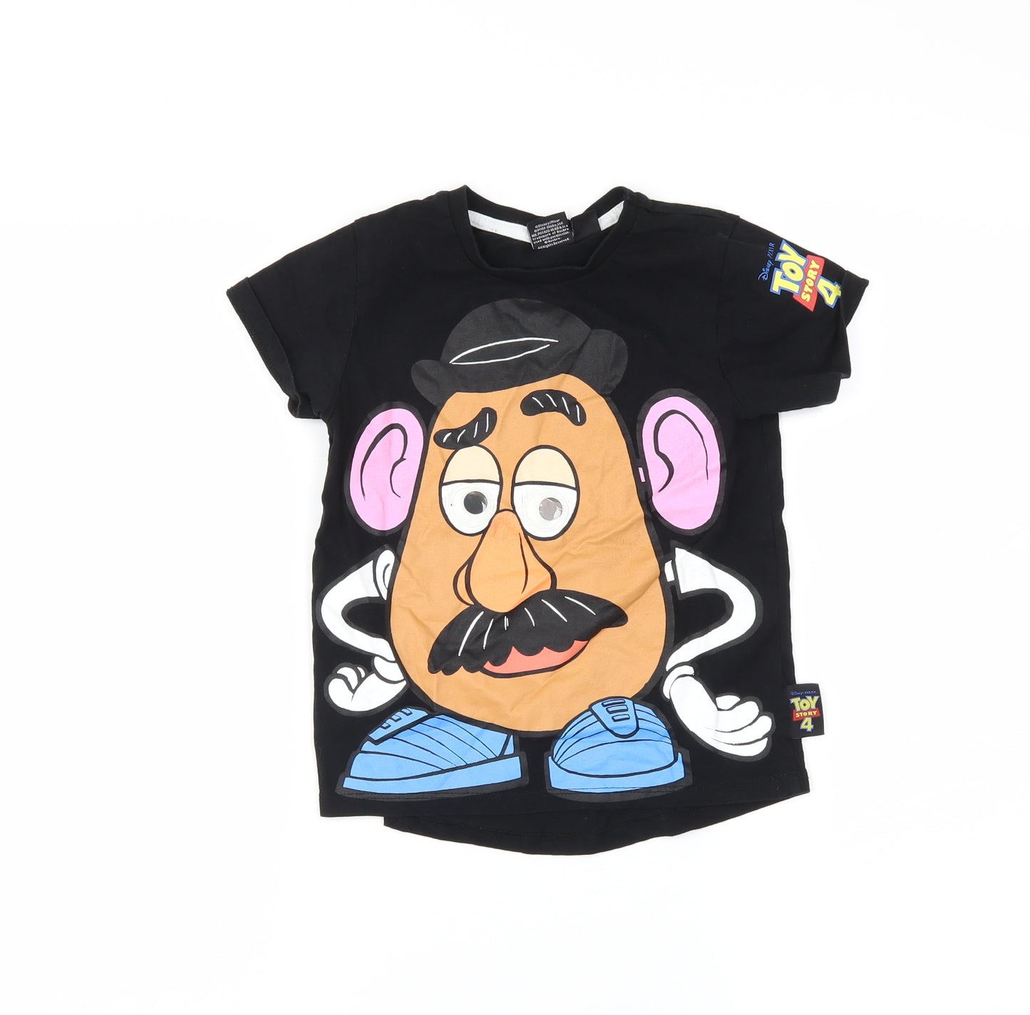 Disney Toy Story Girls Black   Basic T-Shirt Size 4-5 Years