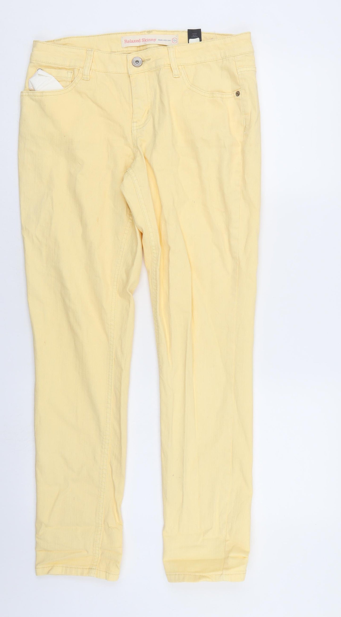 NEXT Womens Yellow  Denim Straight Jeans Size 12 L28 in