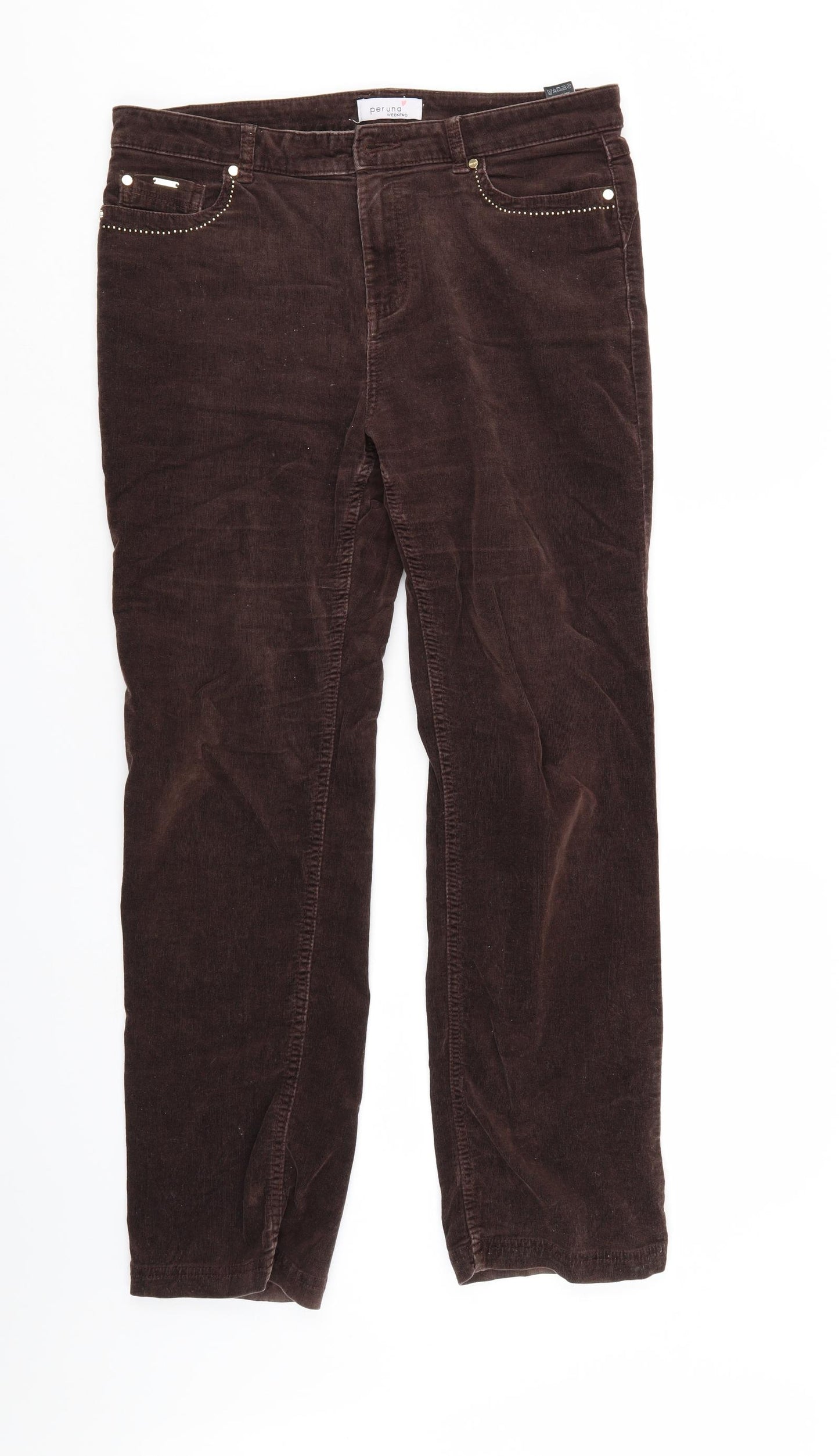M&S Womens Brown  Corduroy Trousers  Size 14 L28 in