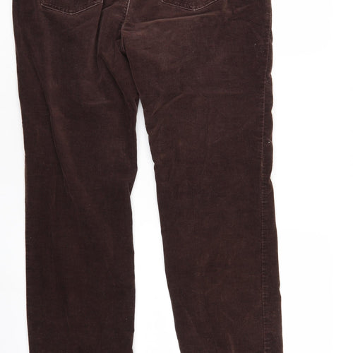 M&S Womens Brown  Corduroy Trousers  Size 14 L28 in