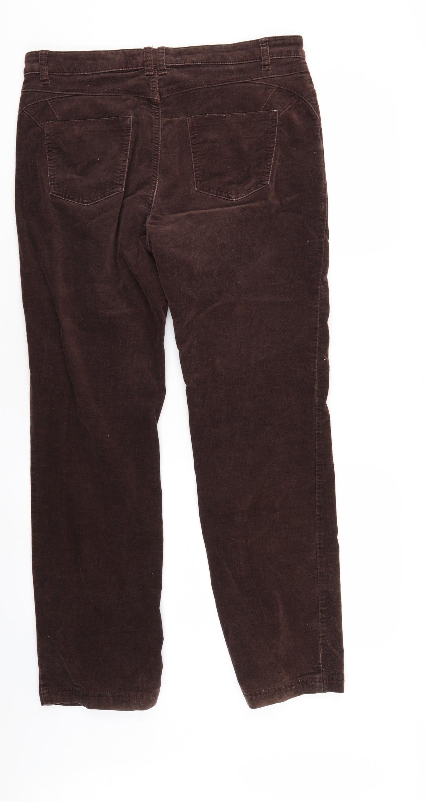M&S Womens Brown  Corduroy Trousers  Size 14 L28 in