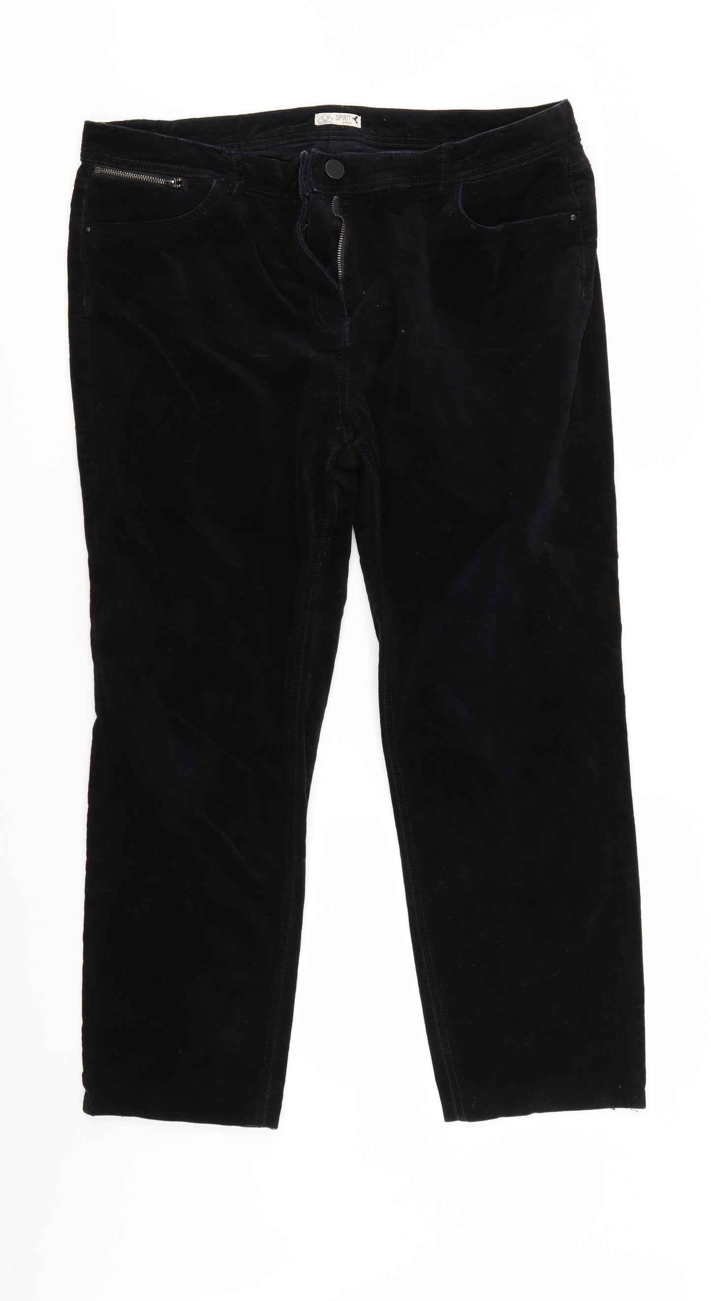 M&Co Womens Black  Corduroy Straight Jeans Size 16 L26 in