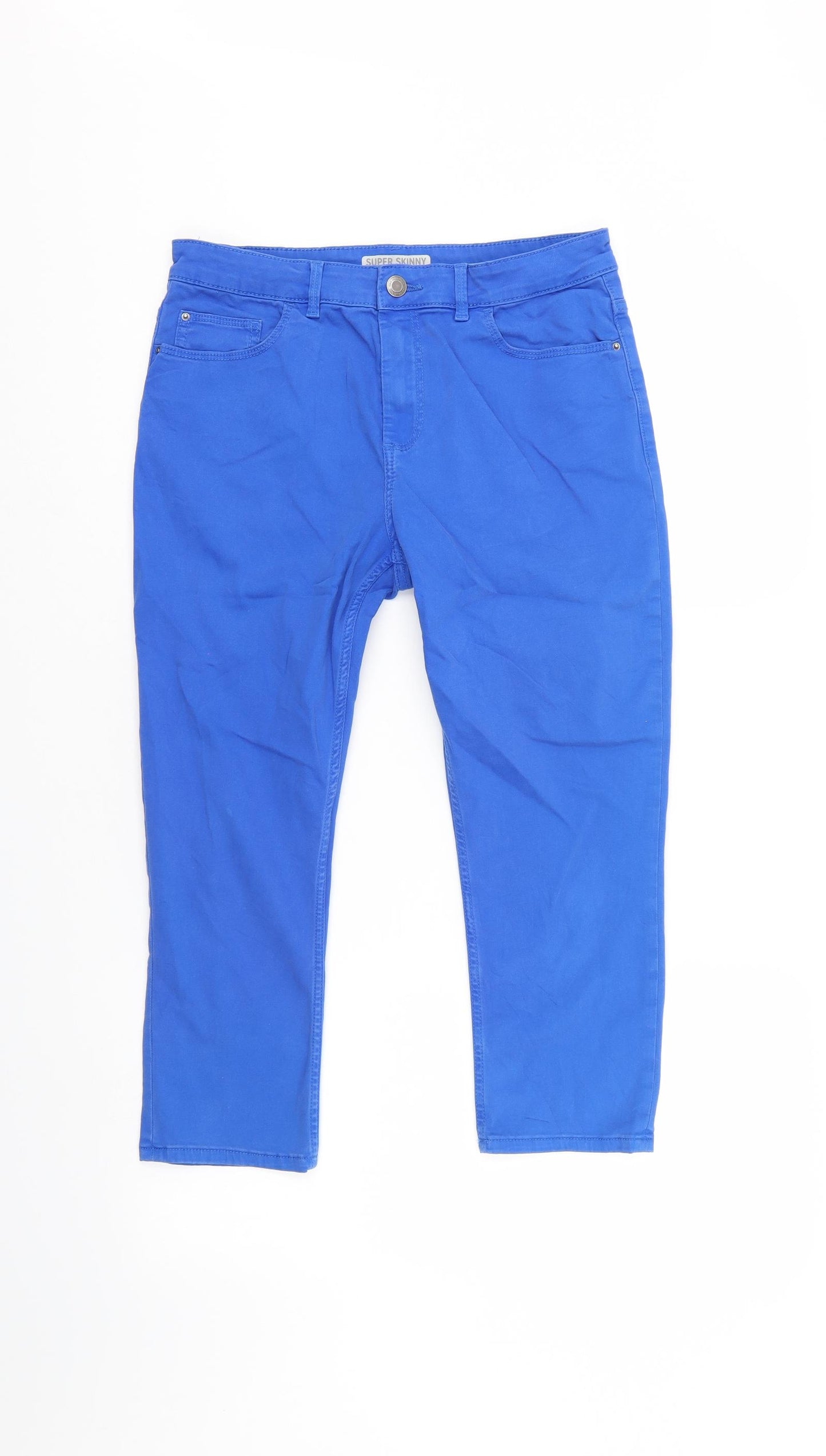 m&s Womens Blue  Denim Skinny Jeans Size 12 L21 in - SHORT LEG