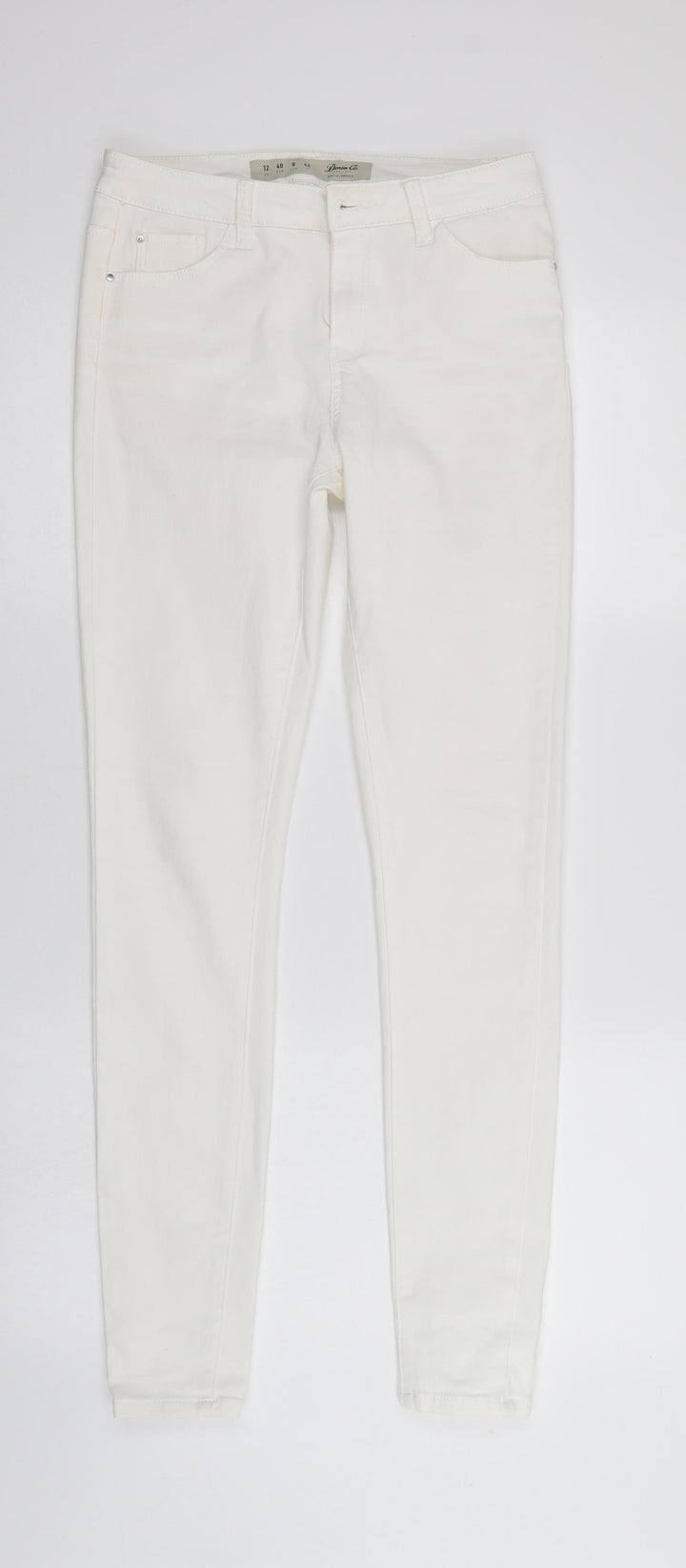 Denim & Co. Womens White Denim Tapered Jeans Size 12 L29 in - Elastic Waist