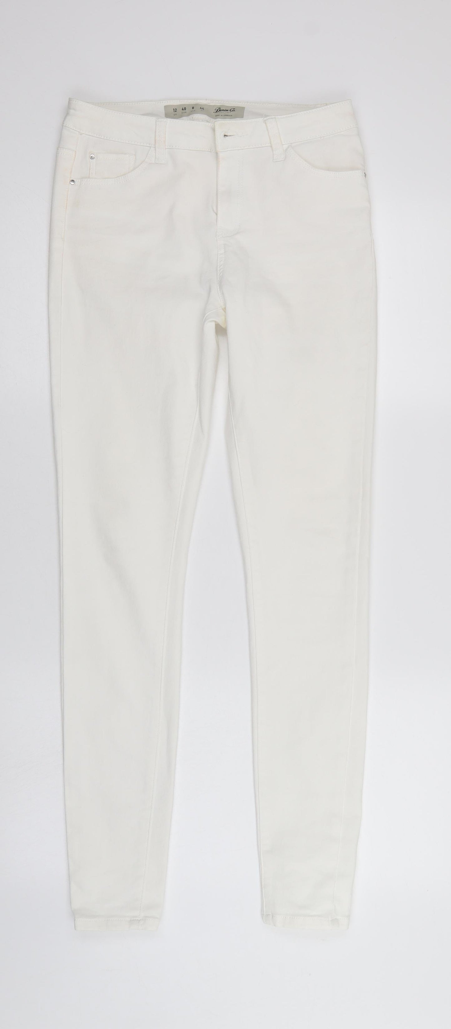 Denim & Co. Womens White  Denim Tapered Jeans Size 12 L29 in - Elastic Waist