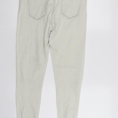 elegant's Womens Ivory  Denim Tapered Jeans Size 14 L26 in - Elastic Waist