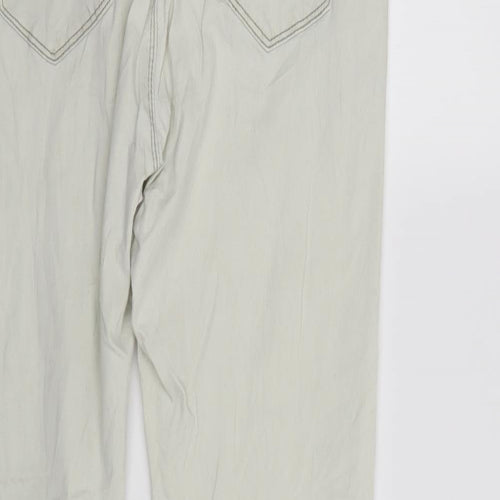 elegant's Womens Ivory  Denim Tapered Jeans Size 14 L26 in - Elastic Waist