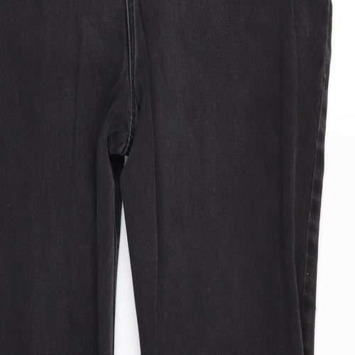 M&S Womens Black  Denim Straight Jeans Size 18 L28 in