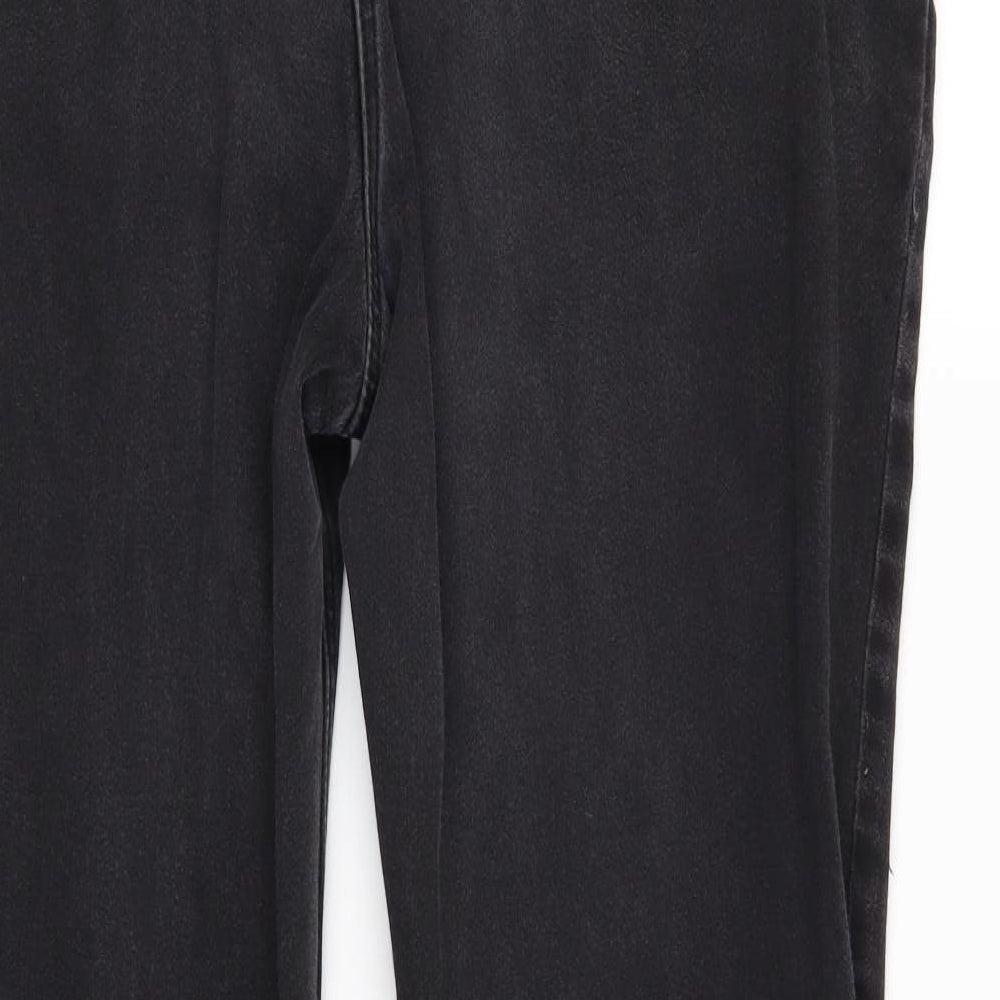 M&S Womens Black  Denim Straight Jeans Size 18 L28 in