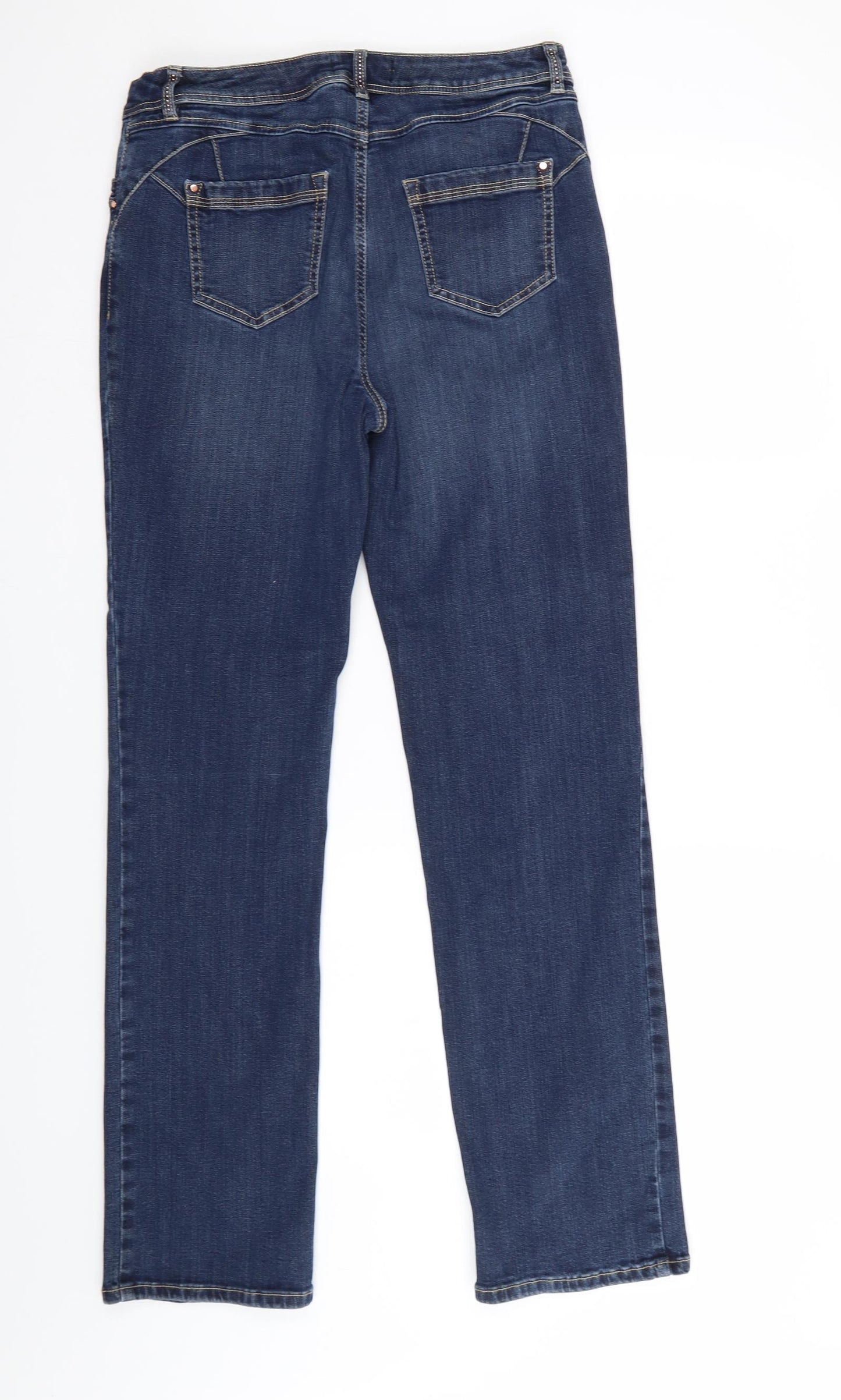 M&S Womens Blue  Denim Straight Jeans Size 12 L30 in