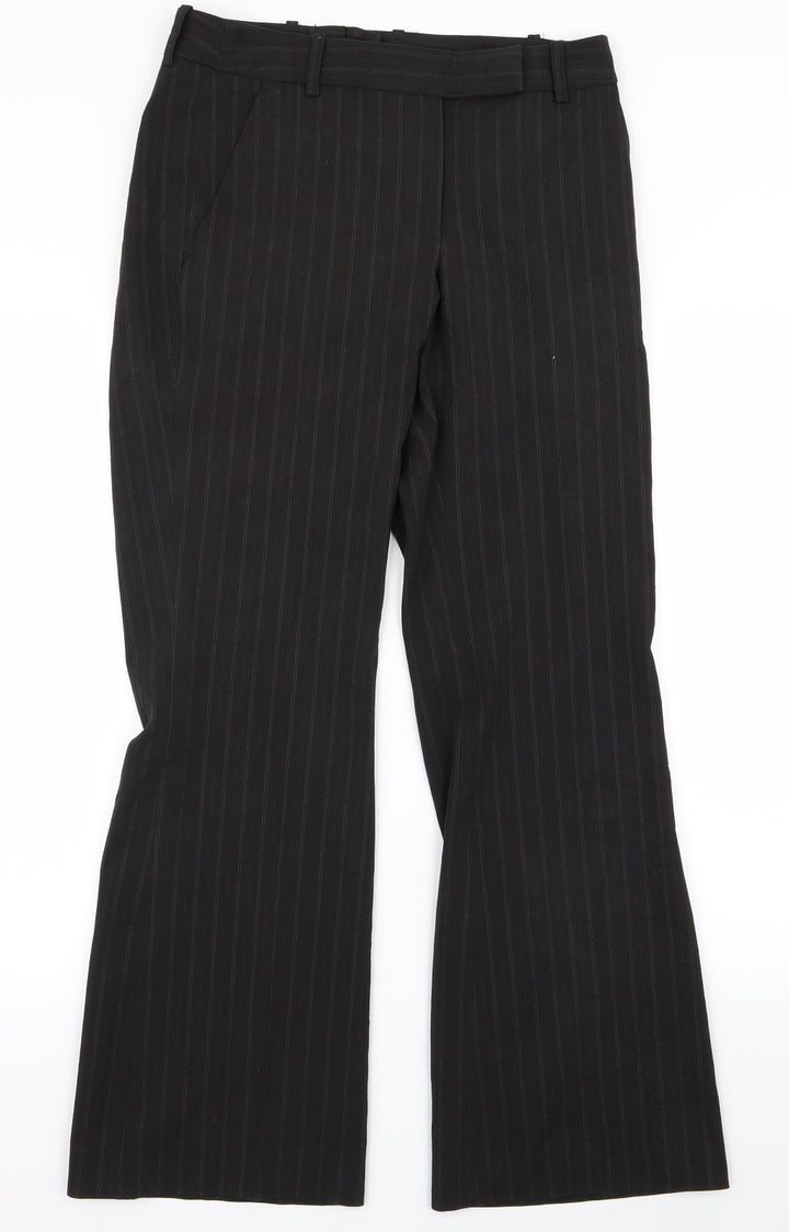 H&M Womens Black Striped Rayon Trousers Size 12 L27 in
