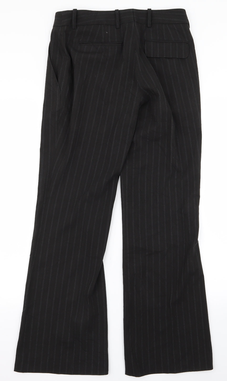 H&M Womens Black Striped Rayon Trousers  Size 12 L27 in