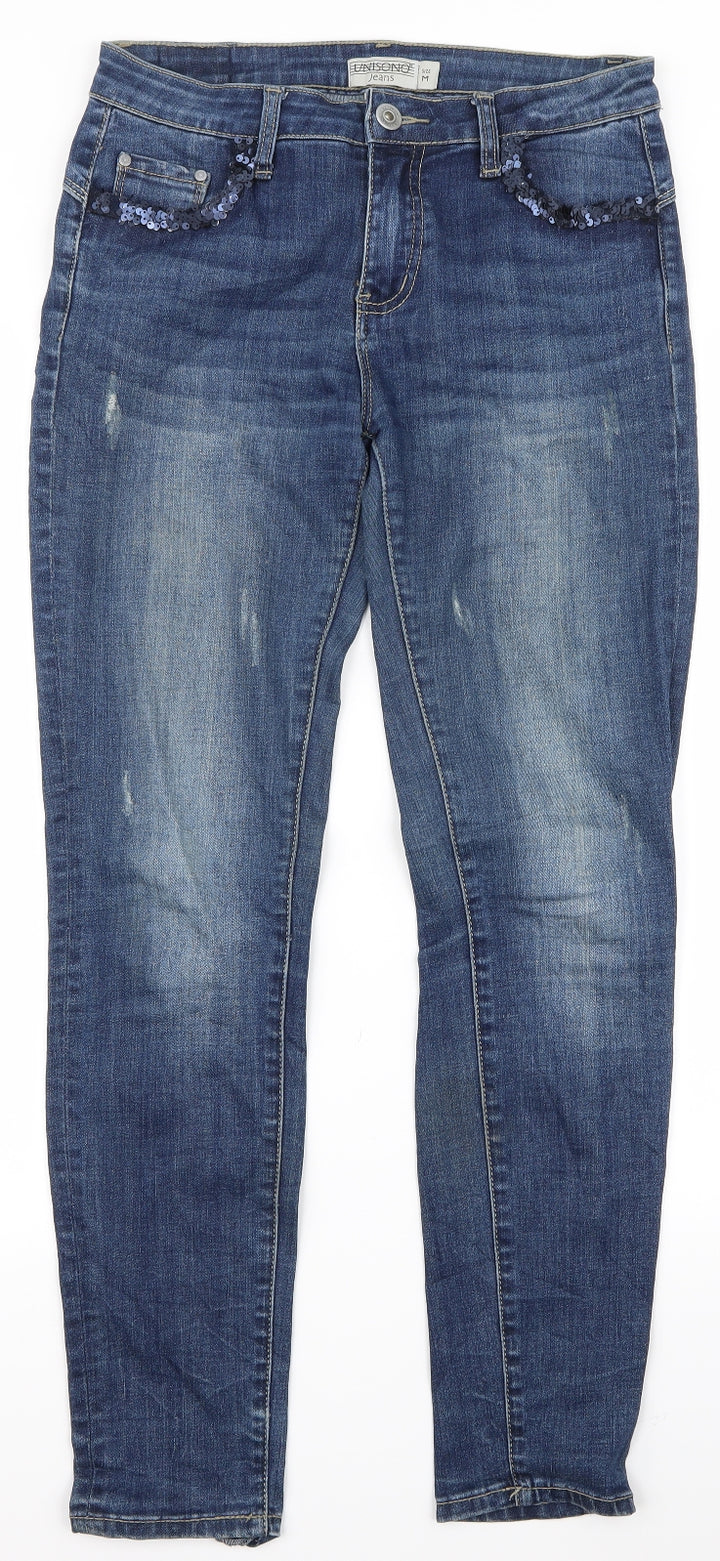 unisono Womens Blue Mom Jeans Size M L28 in