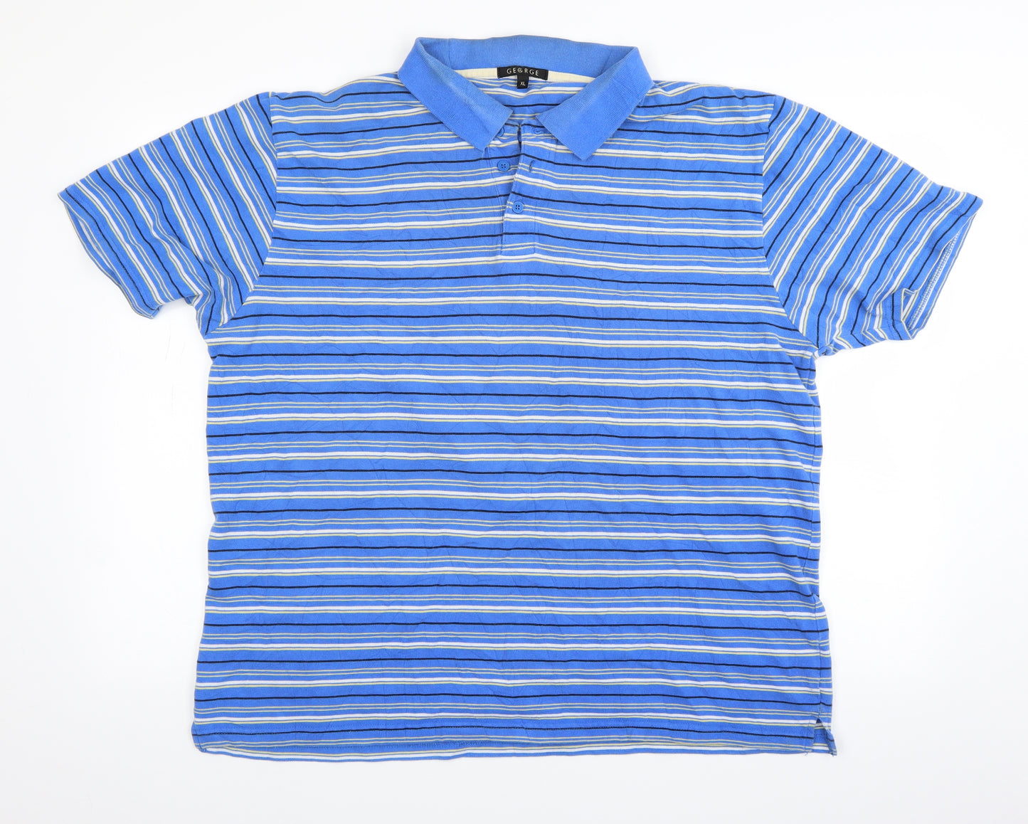 George Mens Blue Striped   Polo Size XL