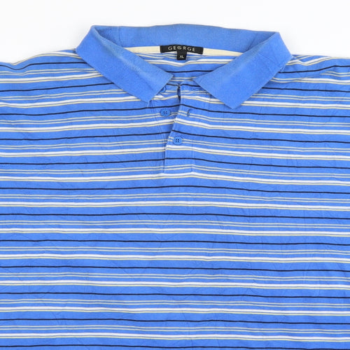 George Mens Blue Striped   Polo Size XL