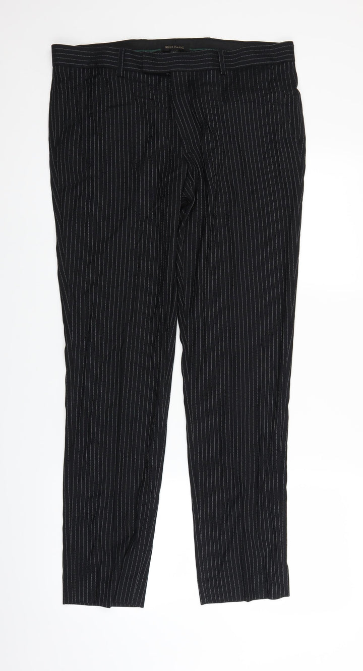 River Island Womens Black Striped Trousers Size 34 in L28 in