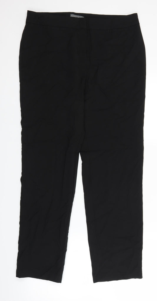 Front view of Papaya women’s black trousers, size UK 12, 28-inch leg