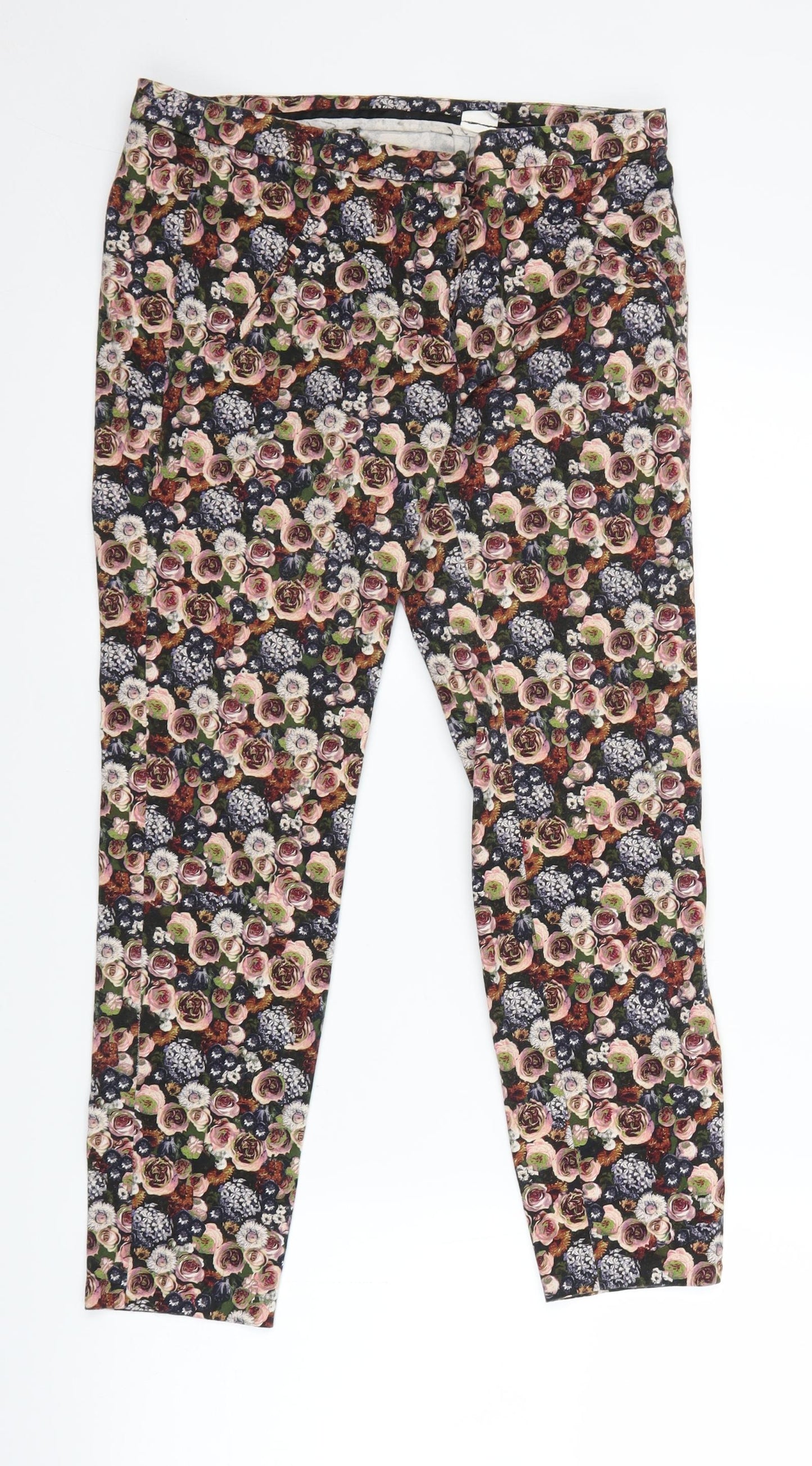 Preworn Womens Black Floral  Trousers  Size 30 in L24 in