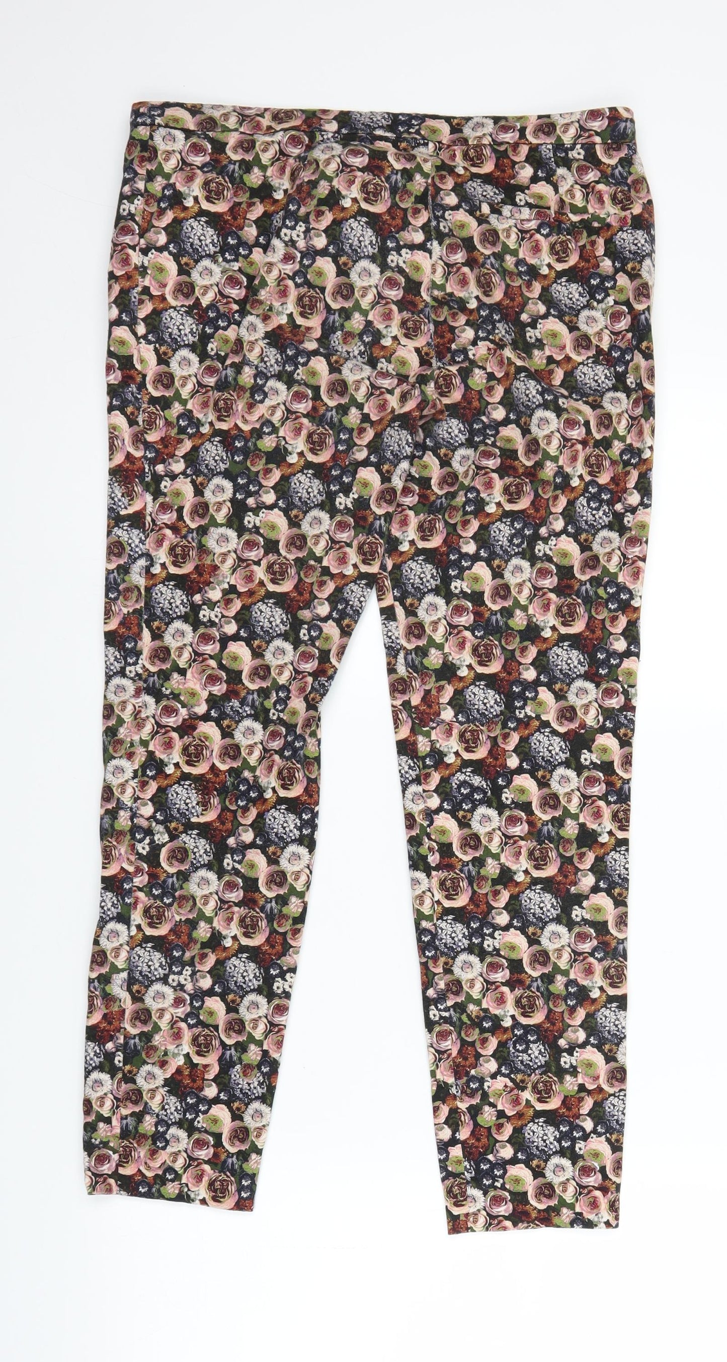 Preworn Womens Black Floral  Trousers  Size 30 in L24 in
