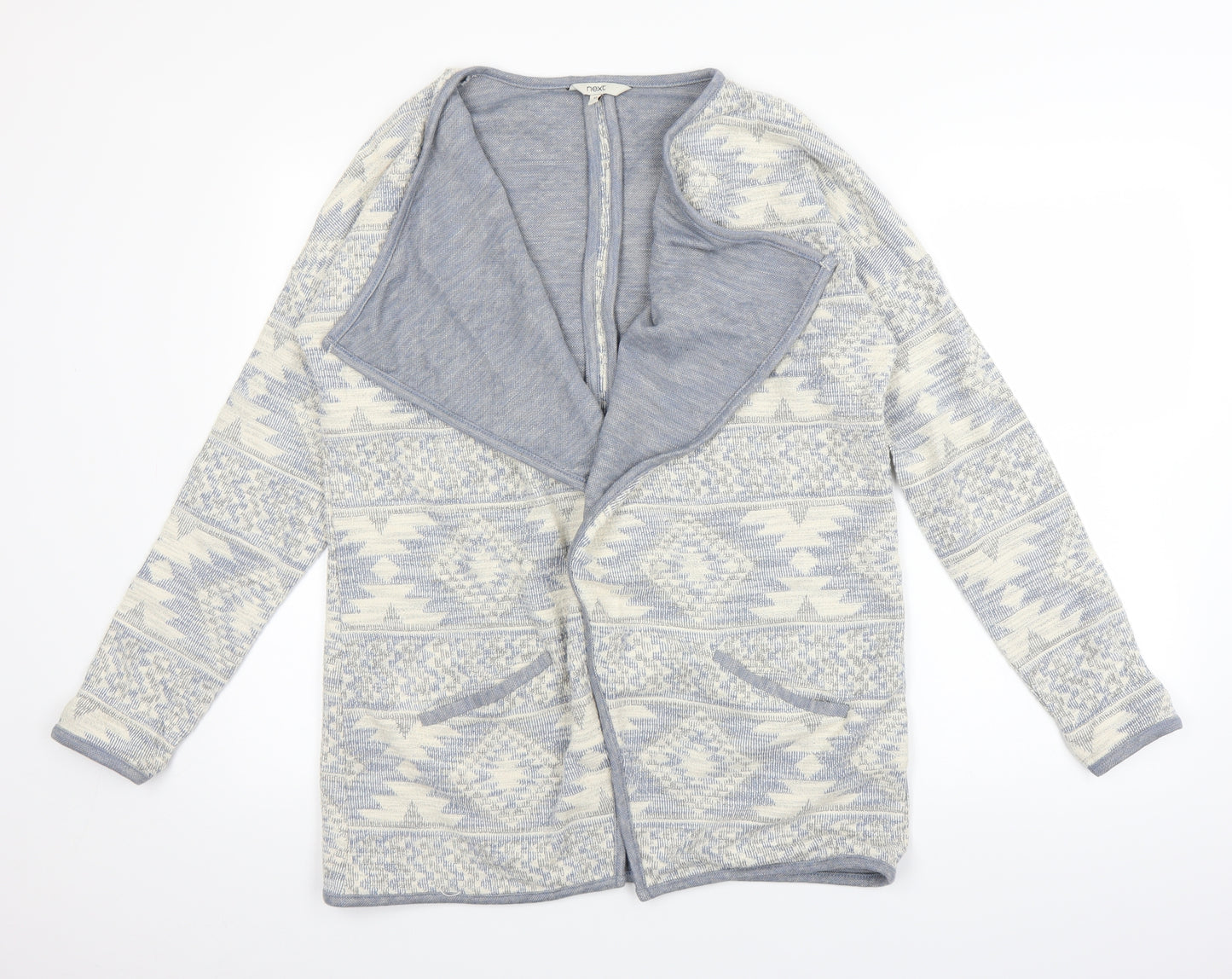 NEXT Womens White Geometric Knit Jacket Coatigan Size 12