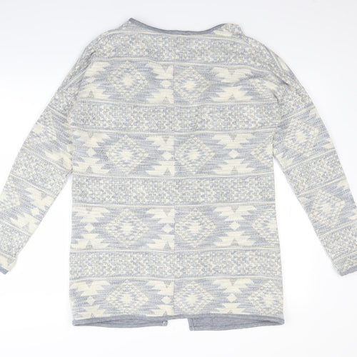 NEXT Womens White Geometric Knit Jacket Coatigan Size 12