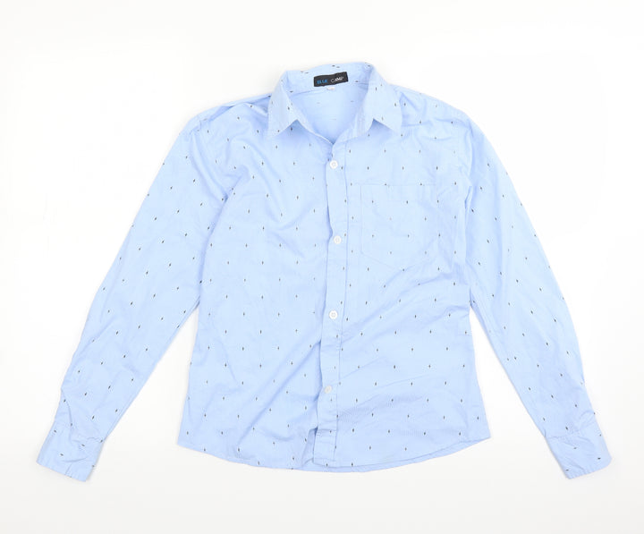 Blue Camp Mens Blue Polka Dot Button-Up Size M