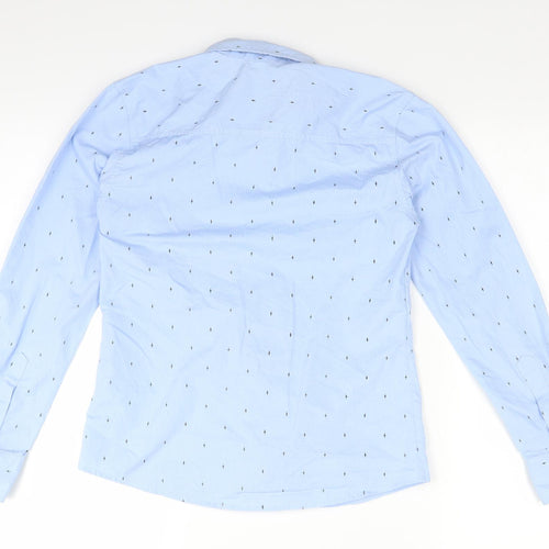 Blue Camp Mens Blue Polka Dot   Button-Up Size M