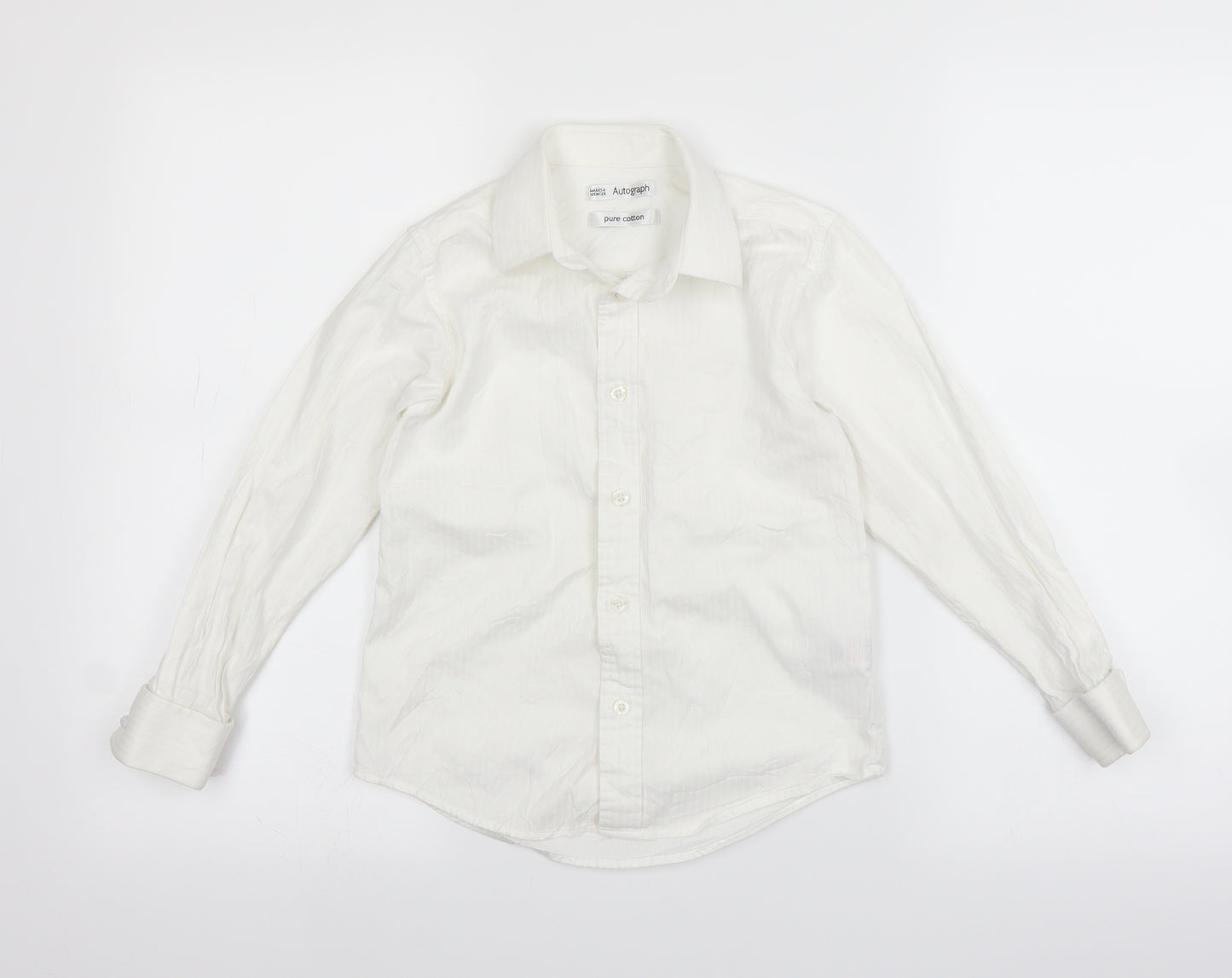 Marks and Spencer Boys White   Basic Button-Up Size 8 Years