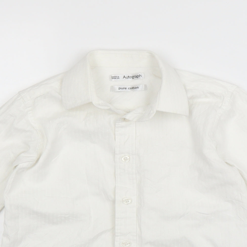 Marks and Spencer Boys White   Basic Button-Up Size 8 Years