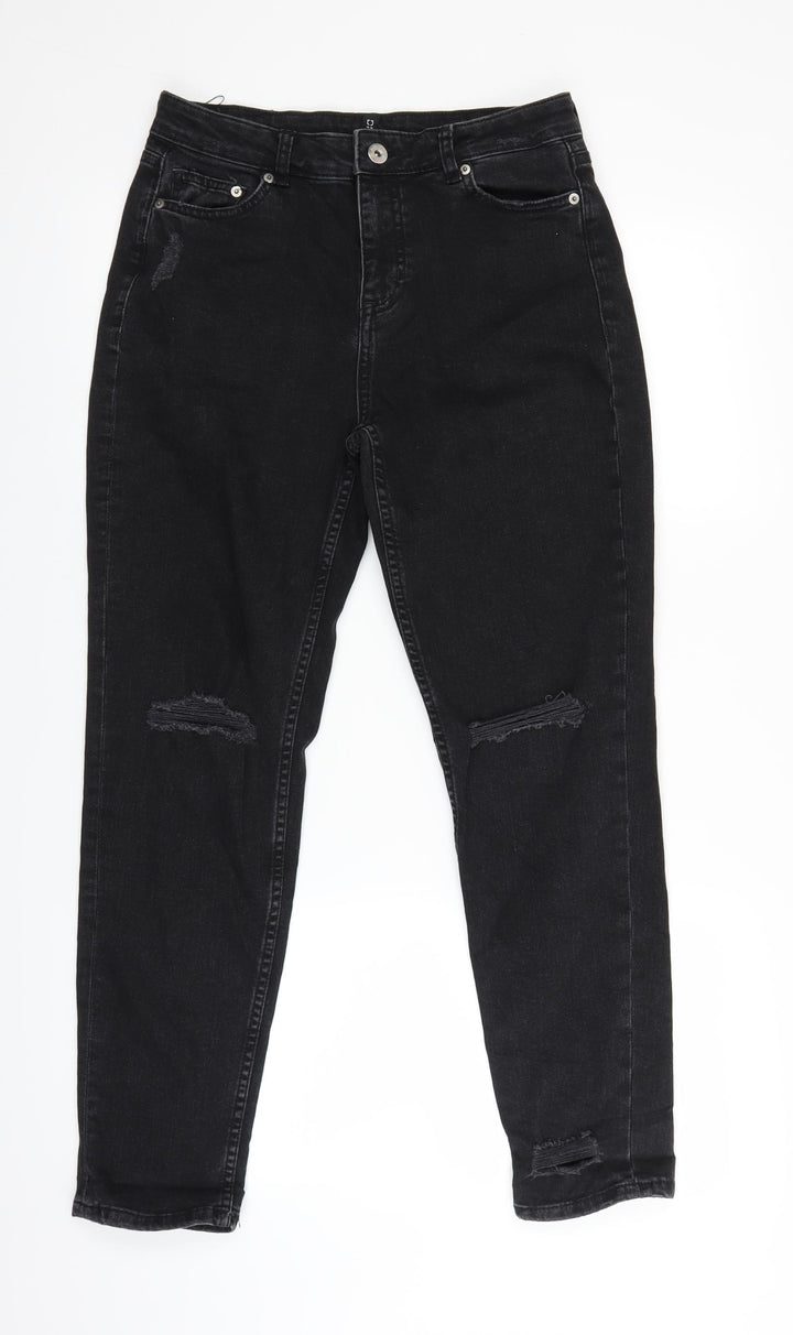 H&M Womens Black  Denim Straight Jeans Size 6 L26 in