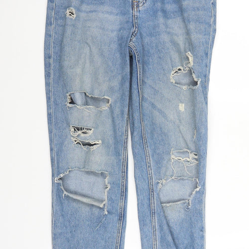 H&M Womens Blue  Denim Straight Jeans Size 8 L25 in