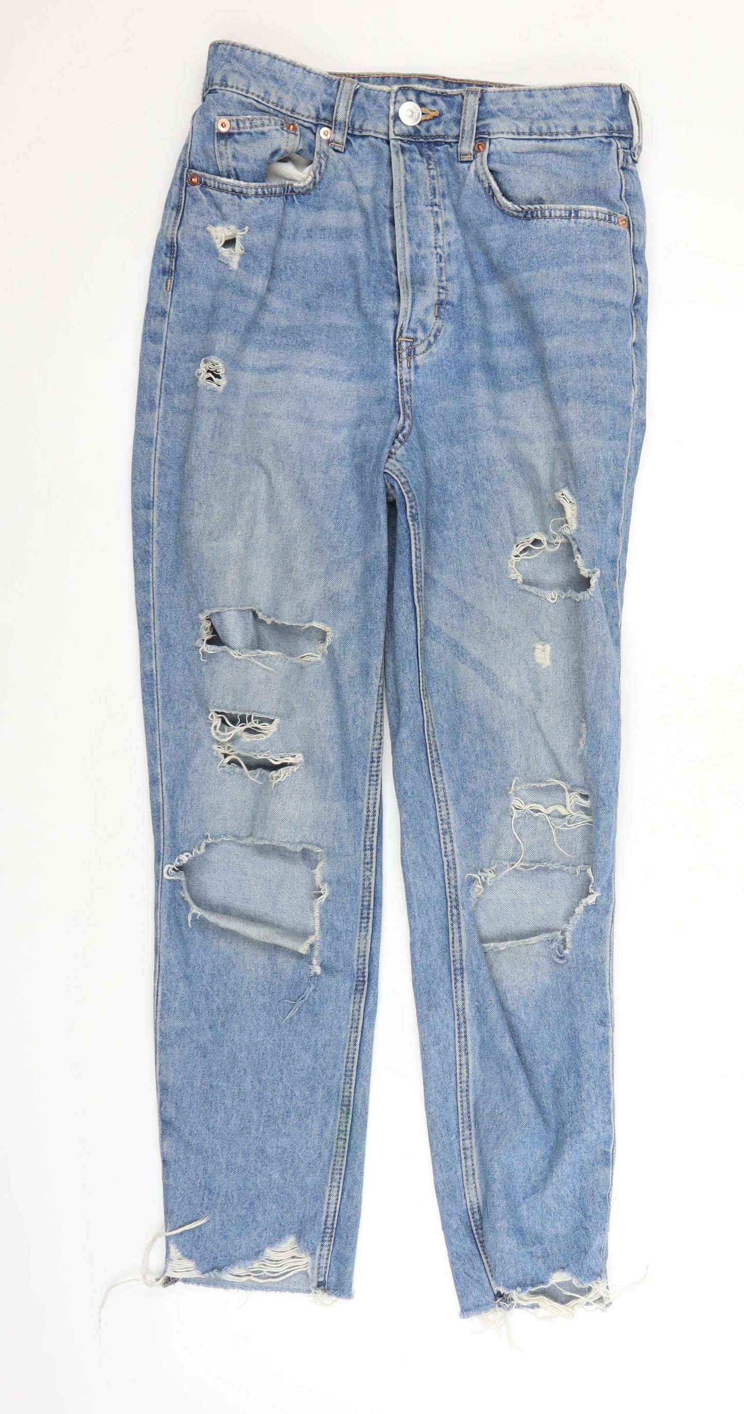 H&M Womens Blue  Denim Straight Jeans Size 8 L25 in