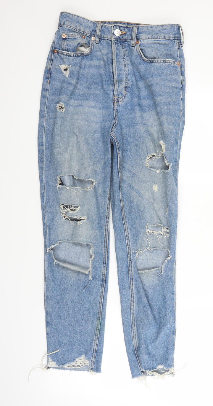 H&M Womens Blue  Denim Straight Jeans Size 8 L25 in