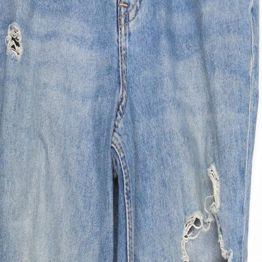 H&M Womens Blue  Denim Straight Jeans Size 8 L25 in