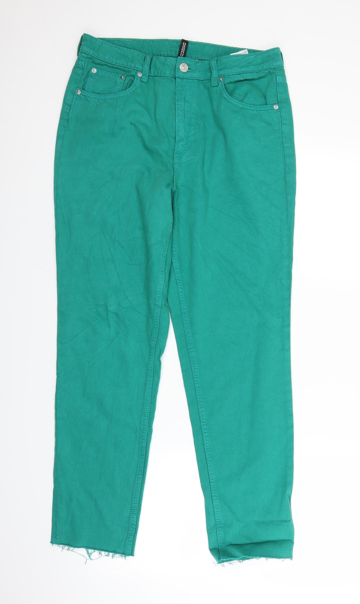 H&M Womens Green  Denim Straight Jeans Size 14 L27 in