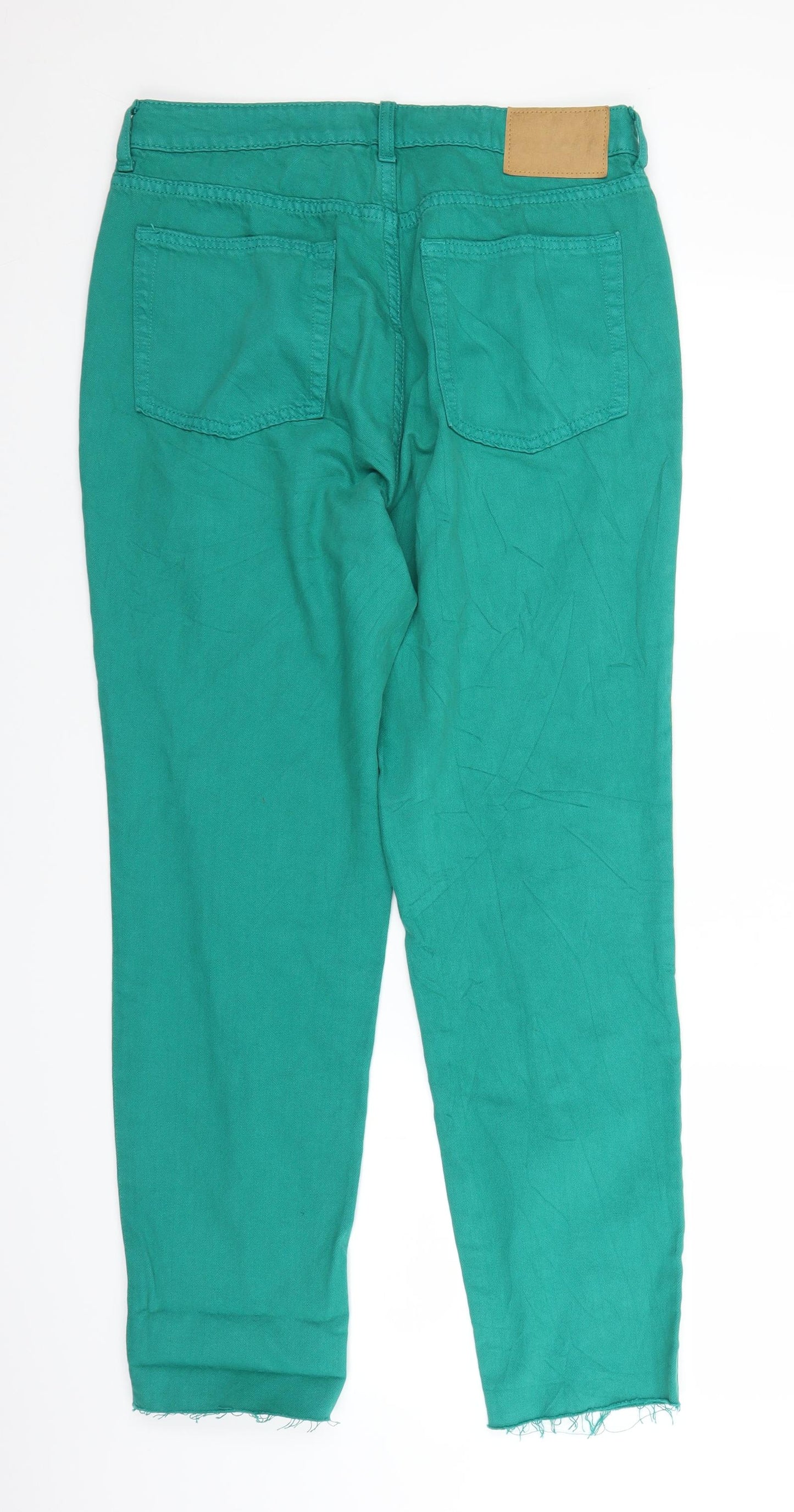 H&M Womens Green  Denim Straight Jeans Size 14 L27 in