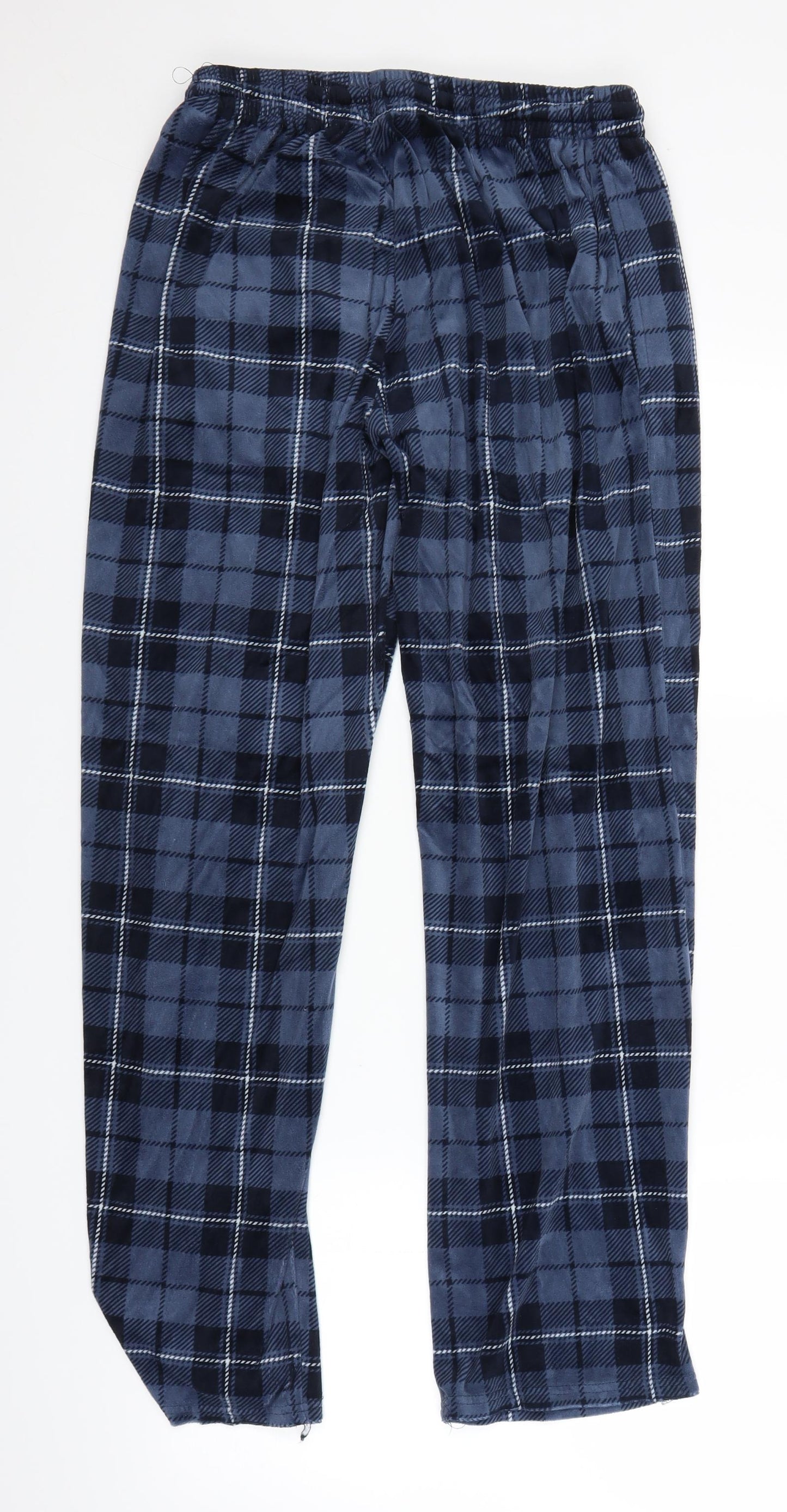 Matalan Mens Blue Plaid Fleece Sweatpants Trousers Size M L26 in