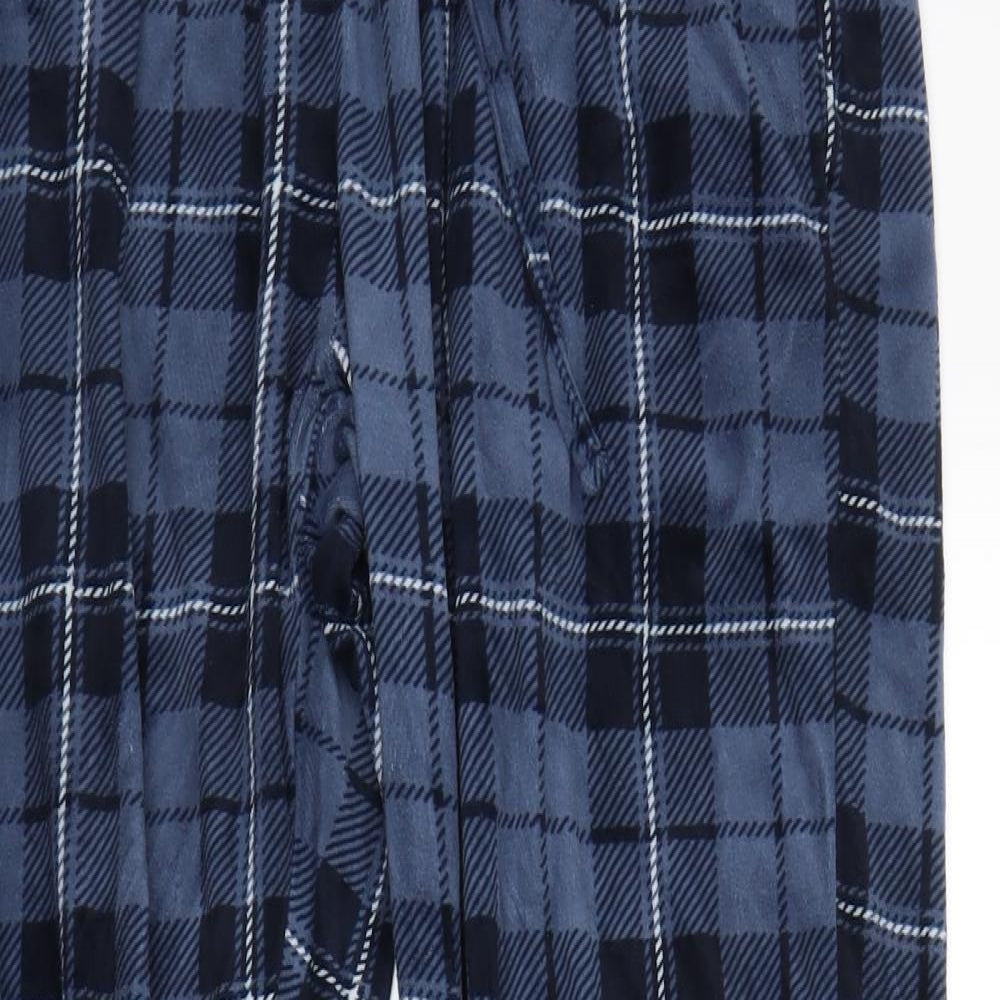 Matalan Mens Blue Plaid Fleece Sweatpants Trousers Size M L26 in