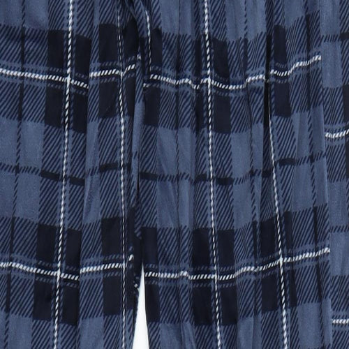 Matalan Mens Blue Plaid Fleece Sweatpants Trousers Size M L26 in
