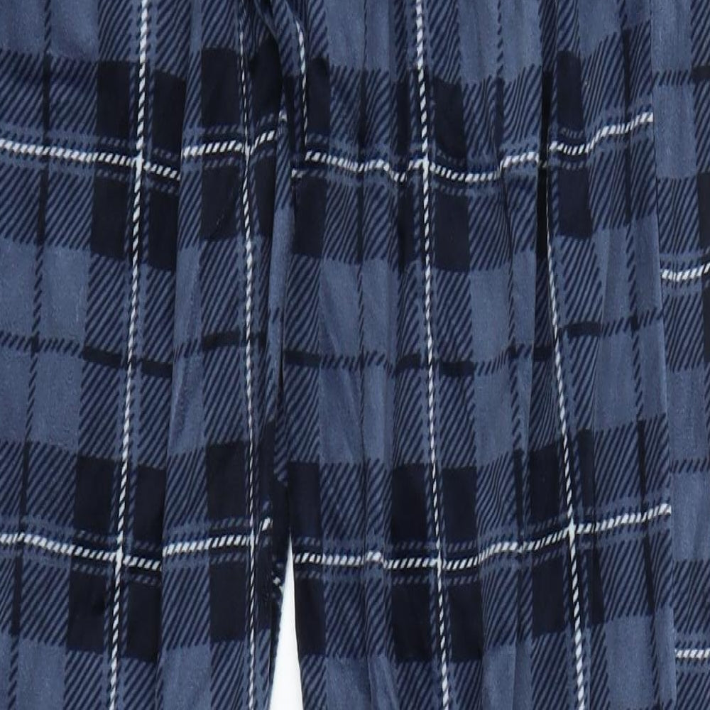 Matalan Mens Blue Plaid Fleece Sweatpants Trousers Size M L26 in