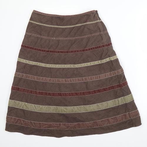 Monsoon Womens Brown Striped  A-Line Skirt Size 12