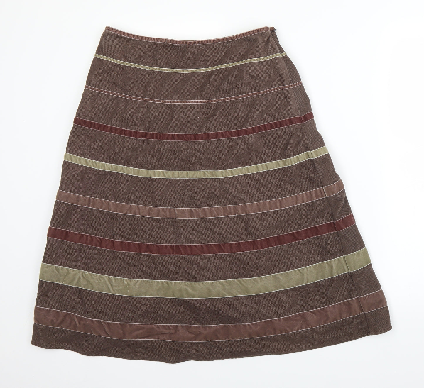 Monsoon Womens Brown Striped  A-Line Skirt Size 12