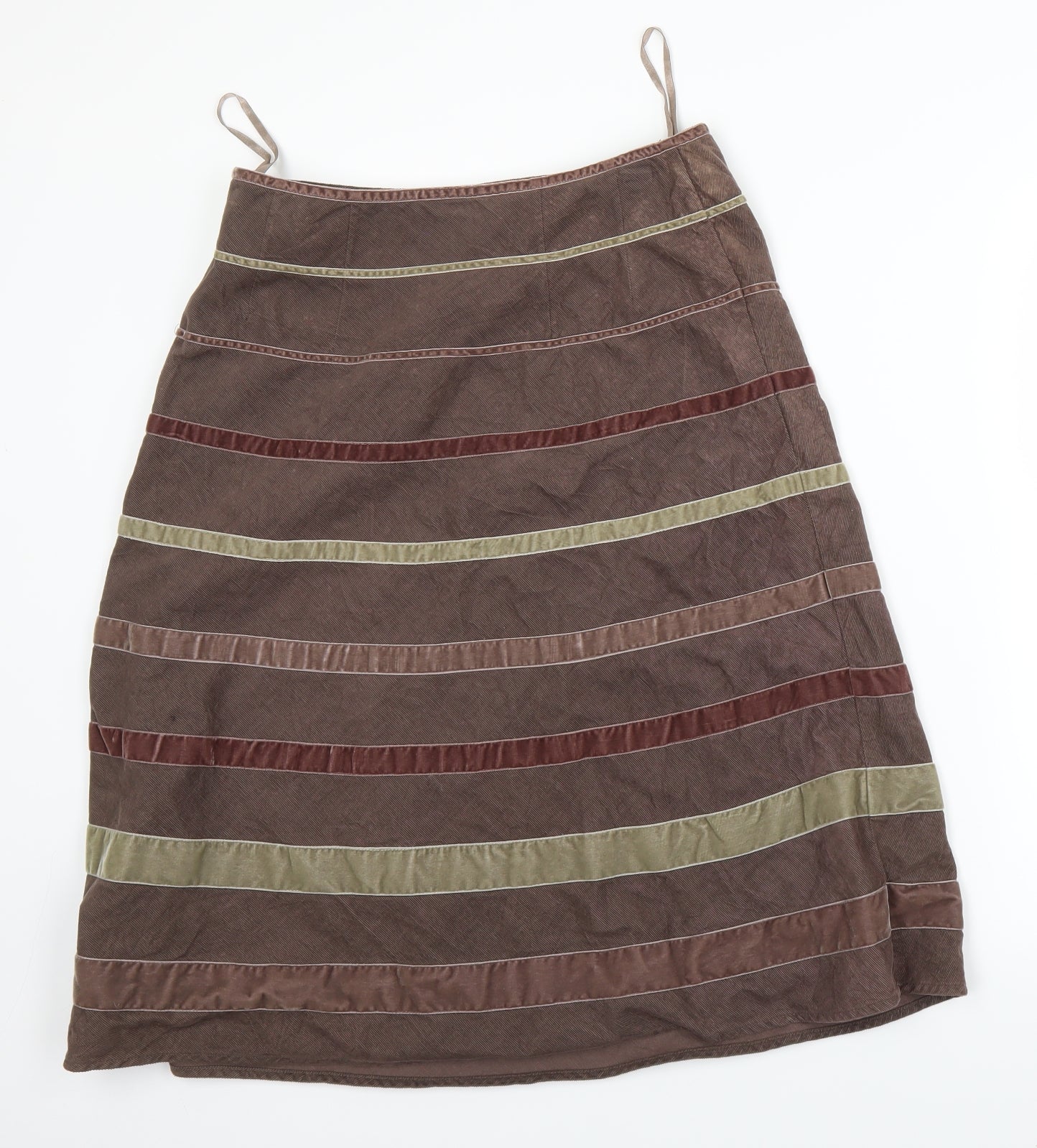 Monsoon Womens Brown Striped  A-Line Skirt Size 12