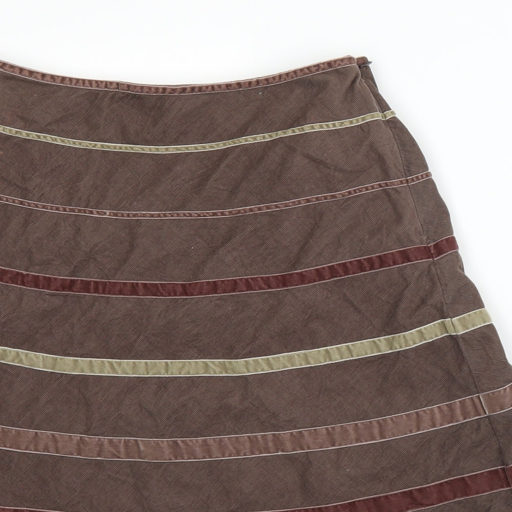 Monsoon Womens Brown Striped  A-Line Skirt Size 12