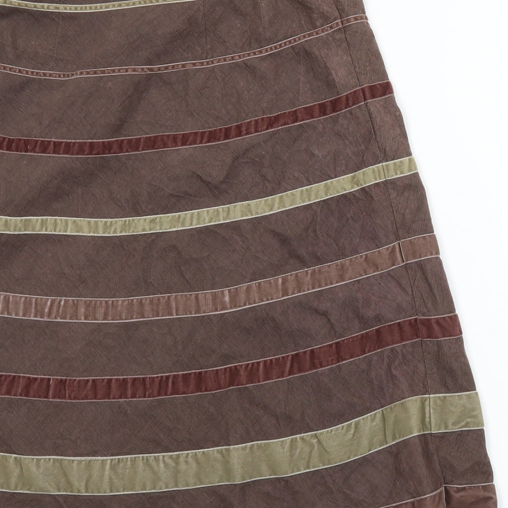 Monsoon Womens Brown Striped  A-Line Skirt Size 12