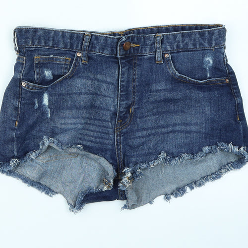 H&M Womens Blue  Denim Hot Pants Shorts Size 10